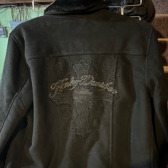 Harley Davidson women’s suede Sherpa coat - Picture 2 of 3